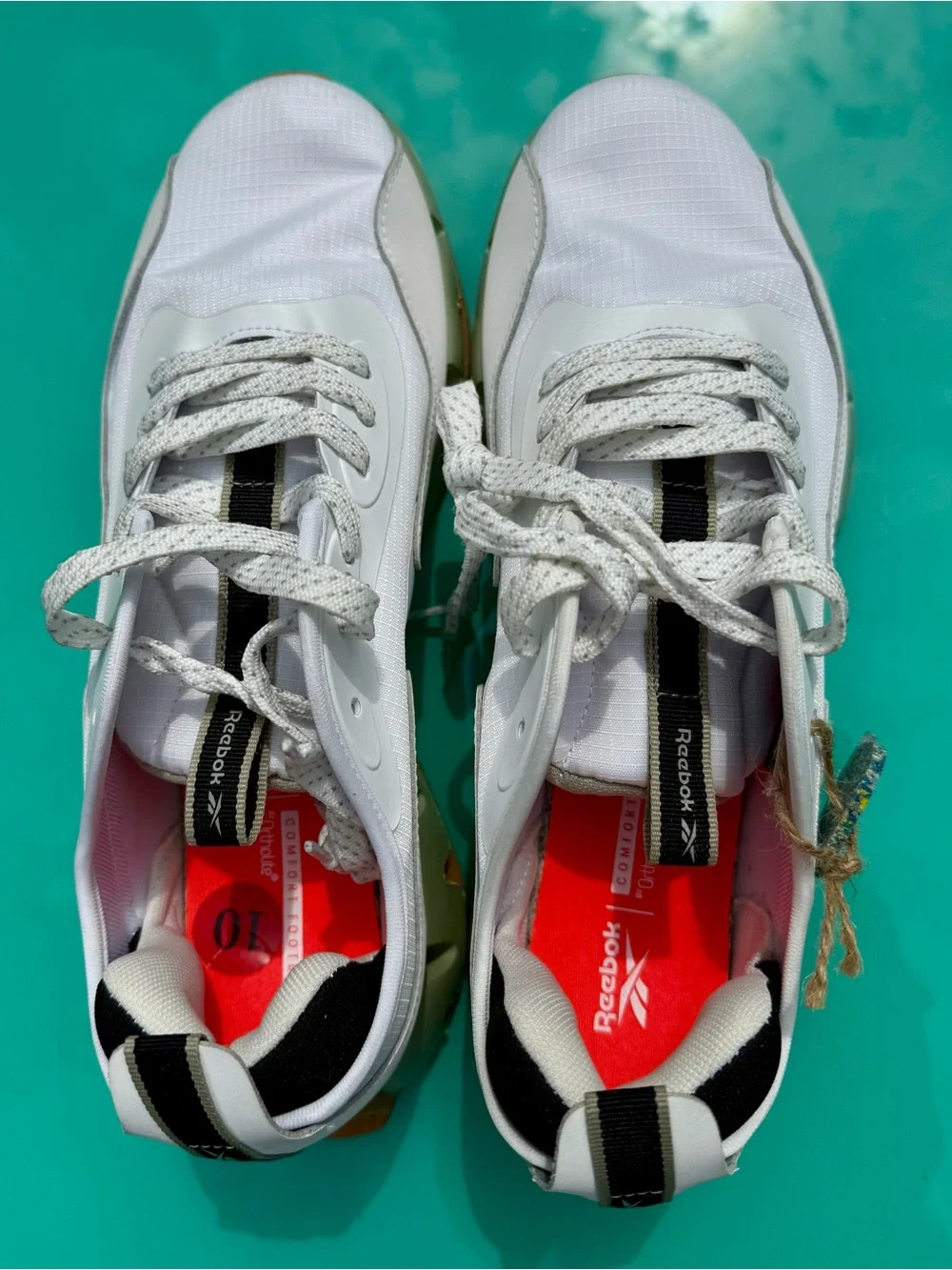 Reebok White Sneakers with Black and Red Details